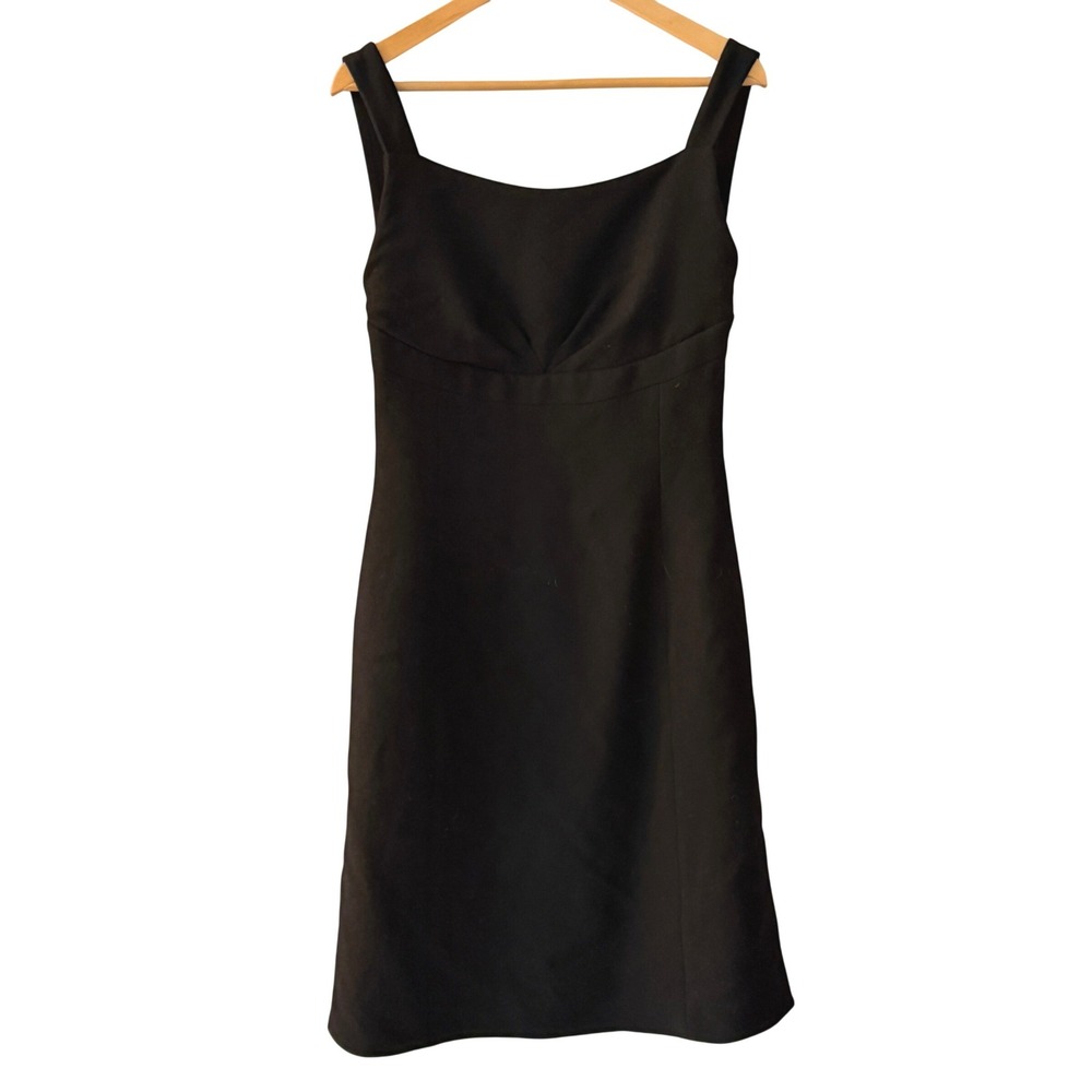 Armani Collezioni Dress Womens 12 Black Excellent Virgin Wool Scoop Back Italy‎